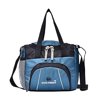 Good Friends Unisex Polyester and Canvas Day-trip Best Tiffin Lunch Bag with Carrier Strap, Sky Blue