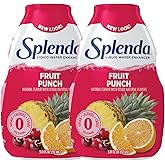 SPLENDA Liquid Water Enhancer Drops, Sugar Free, Zero Calorie, Natural Flavor, Concentrated Drink Mix, 3.11 Fl Oz Each Bottle (Fruit Punch, 2 Pack)