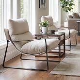 LukeAlon Modern Accent Armchairs Set of 2, Upholstered Soft Living Room Chairs with Metal Base Removable Thickened Cushion So