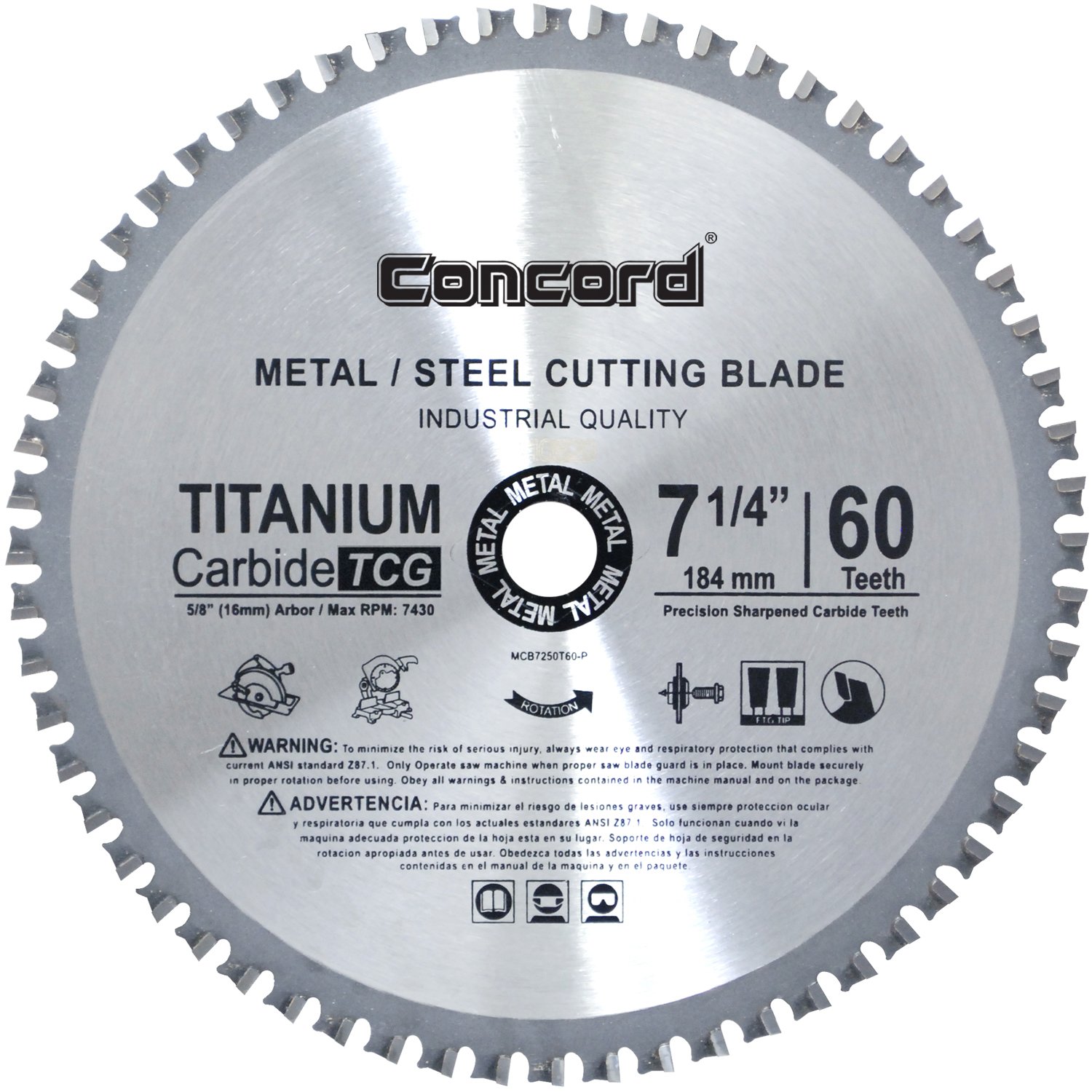 Concord Blades MCB0725T060HP 71/4Inch 60 Teeth TCT Ferrous Metal