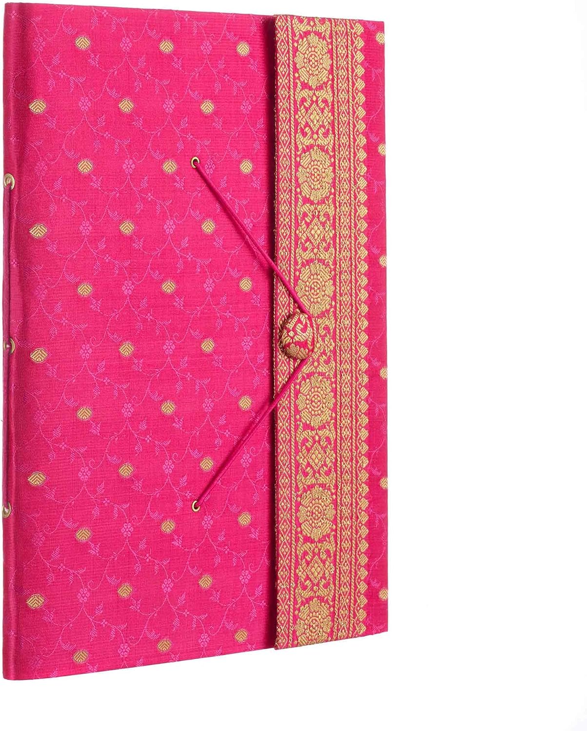 Sari Fabric Cover Photo Album Extra Large, Cerise, Medium