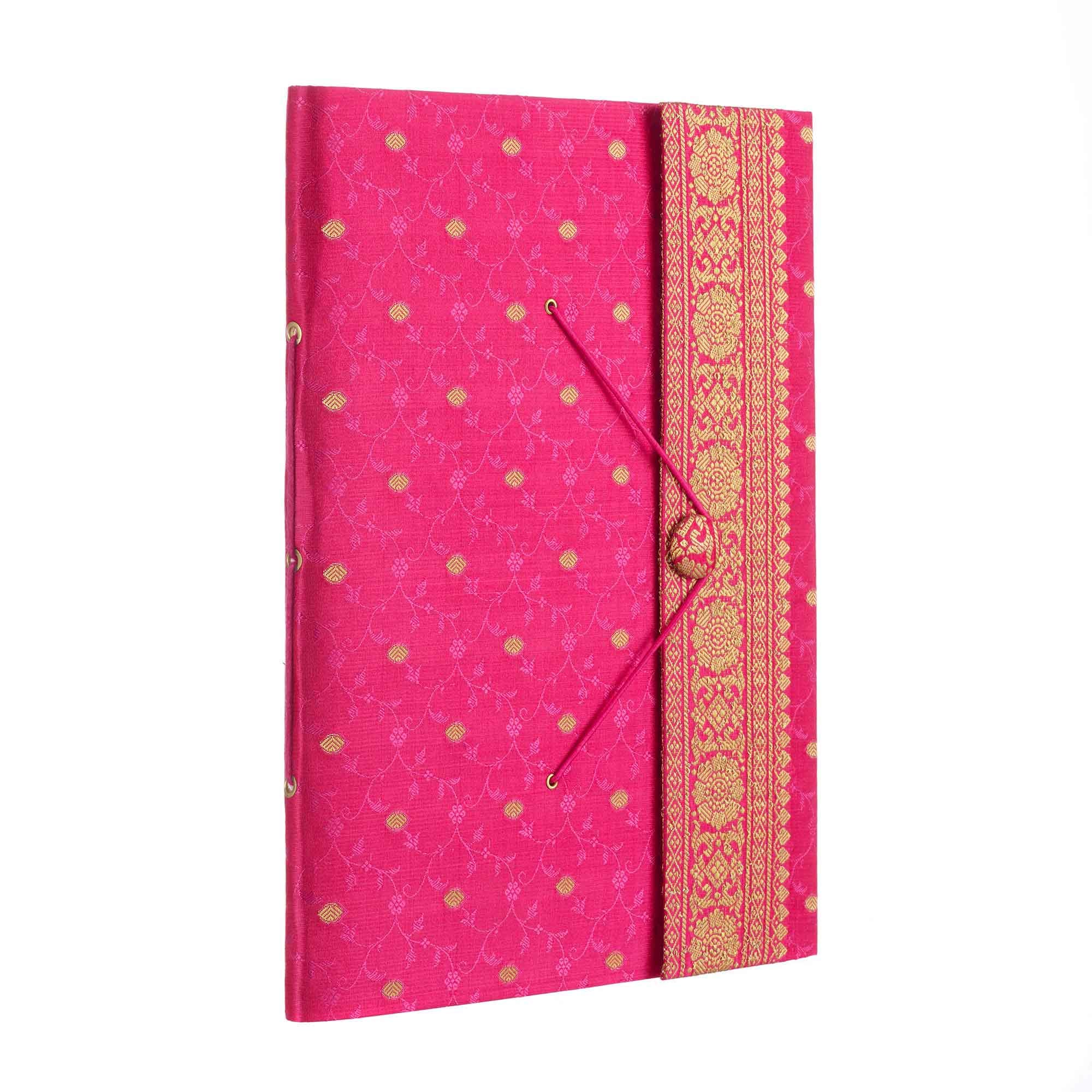 Sari Fabric Cover Photo Album Extra Large | Cerise | 30 Pages to fit 240 6x4 or 120 7x5 Photos | Fair Trade & Handmade | Scrapbooking and Crafting Picture Album