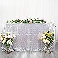 ShiDianYi 90inx156in Silver Sequin Tablecloth, Silver Wedding Tablecloth, Silver Glitter Tablecloth, Silver Sparkly Tableclot