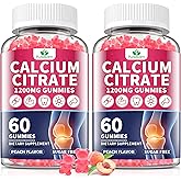 2 Pack-Calcium Citrate 1200mg Gummies for Women &amp; Men,Pure Calcium Chews Supplement,Supports Bone,Teeth &amp; Immune Health,High Absorption,Sugar Free,Vegan-Peach Flavor-60 Day Supply