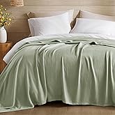 Madison Park Queen Size Blanket, 70% Rayon Bamboo-Based, 30% Cotton, Breathable for Hot Sleepers Menopause, Ultra Soft and Snag-Resistant, Summer Blanket for Bed or Couch, Queen 90"x90" Sage Green