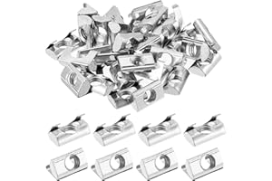 uxcell 30Pcs M6 t Nuts Roll in Spring, t Nut with Spring Sheet Carbon Steel Nickel Plated for 2020 Series Slot Aluminum Profi