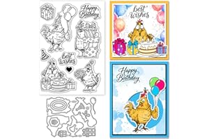 GLOBLELAND Matrices de découpe transparentes en forme de poule pour la fabrication de cartes d'anniversaire - En silicone tra