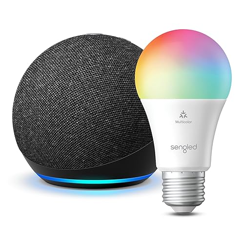 Echo Dot (5th Gen) Charcoal with Sengled Smart Color Bulb in