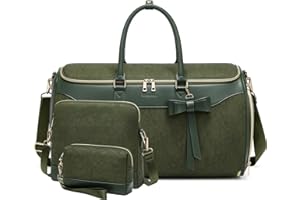 MOULYAN Garment Bags for Travel,Leather Convertible Garment Duffle Bag with Toiletry,Waterproof Carry On Garment Bag with Shoe Compartment,2 in 1 Suit Travel Bag for Women Weekender 3pcs Set