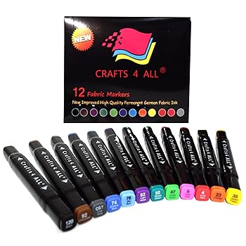 Crafts 4 ALL Fabric Markers Pens Permanent 12 Pack