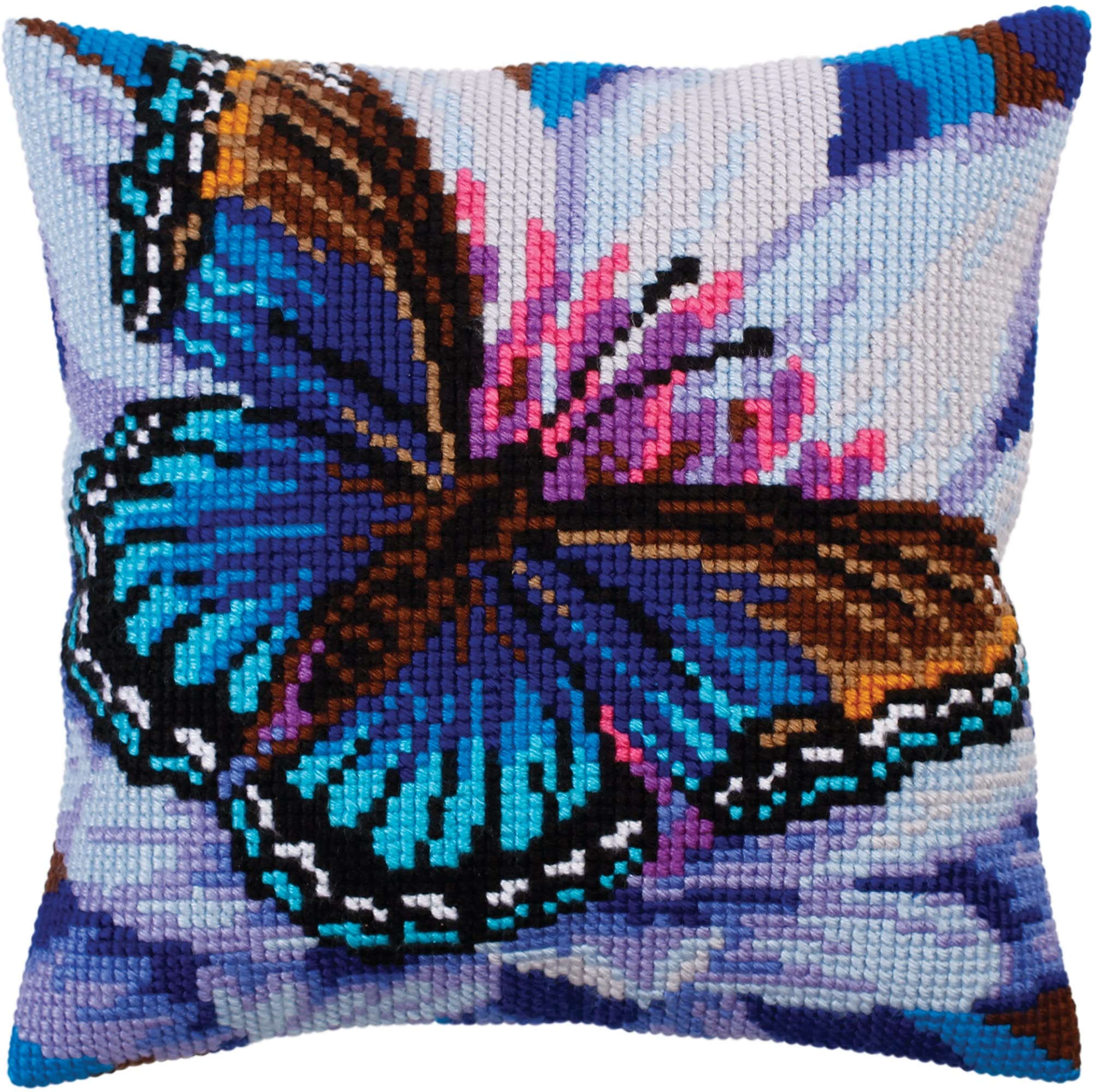 Collection D'Art Cushion KIT/VOLATIC TURQUOISE/40 X 40, Cotton Acrylic, Multi, 40 x 40cm