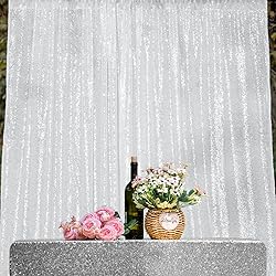 JYFLZQ White Sequin Backdrop Curtain 10x8ft(WxH) 1