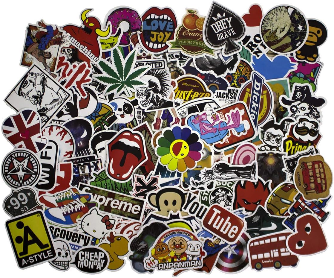 100pcs Car Motorcycle Bicycle Skateboard Laptop Luggage Vinyl Sticker Graffiti Laptop Luggage Decals Bumper Stickers, 100 Pieces