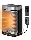 DREO Space Heater for Bathroom and Indoor, Portable Heater, 1500W Safe and Quiet PTC Ceramic Heater, 41-95°F Digital Thermostat, 70°Oscillating, Remote, ALCI Safety Plug, 12h Timer, 5 Modes