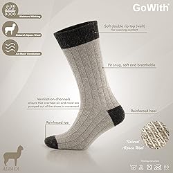 GoWith 2 Pairs Alpaca Wool Socks for Men and
