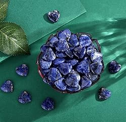 QINJIEJIE 20 PCS Sodalite Heart Crystals Natural
