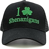 LIRUHOXA St Patricks Day Hat, Embroidered Adjustable Funny Shamrock Trucker Hat for Men & Women