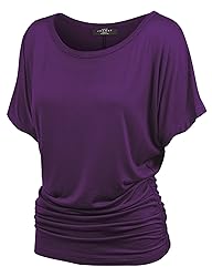 MBJ WT817 Womens Dolman Drape Top with Side