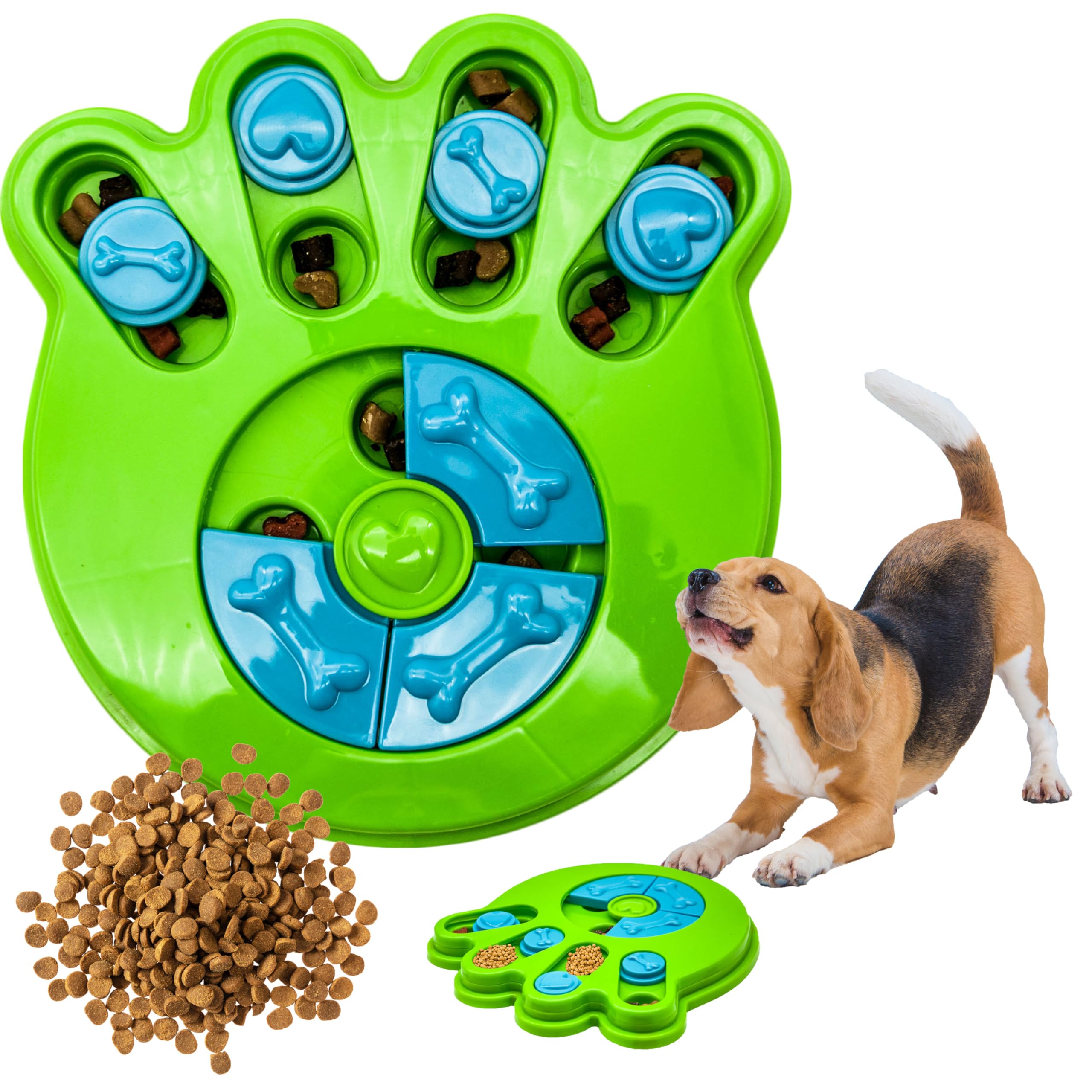 Petopedia Dog Puzzle Toy – PAW shape Feeder for Dogs – Interactive Toys for Boredom, Treat Dispensing, Hide, Seek, Training Enrichment, Slow Feeding, Gifts (Green, Paw)
