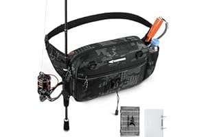KastKing BaitSpace Waist Bag – Waterproof Tackle Storage Bag With Adjustable Belt, Fishing Fanny Pack for Men, Soft Bait Organizer, 3600 Utility Box, Rod Holder, Nylon