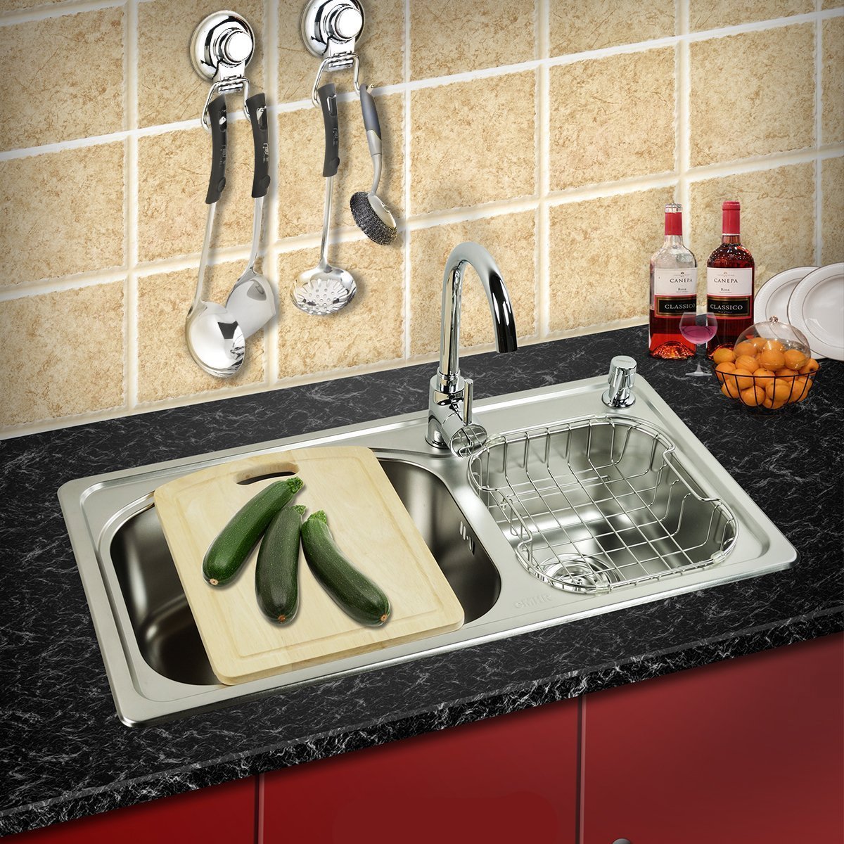 Vakuum Saugnapf Doppelt Haken - Pasway Heavy Duty Anti-Rutsch Super leistungsstarke 304 Edelstahl Doppelhaken für Bad & Küche, Chrom, Handtuch Aufhänger Lagerung (2 PACK)