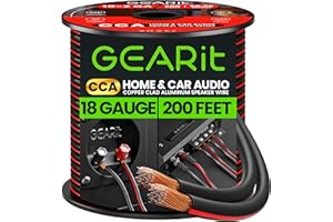 GEARit 18AWG Speaker Wire, Pro Series 18 Gauge Speaker Wire Cable (200 Feet / 60 Meters) Great Use for Home Theater Speakers 