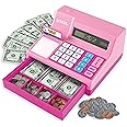 Learning Resources Pretend & Play Calculator Cash Register Pink - 73 Pieces, Ages 3+, Cash Register for Kids, Play Money for Kids, Toddlers Toys, Toy Register, for Kids
