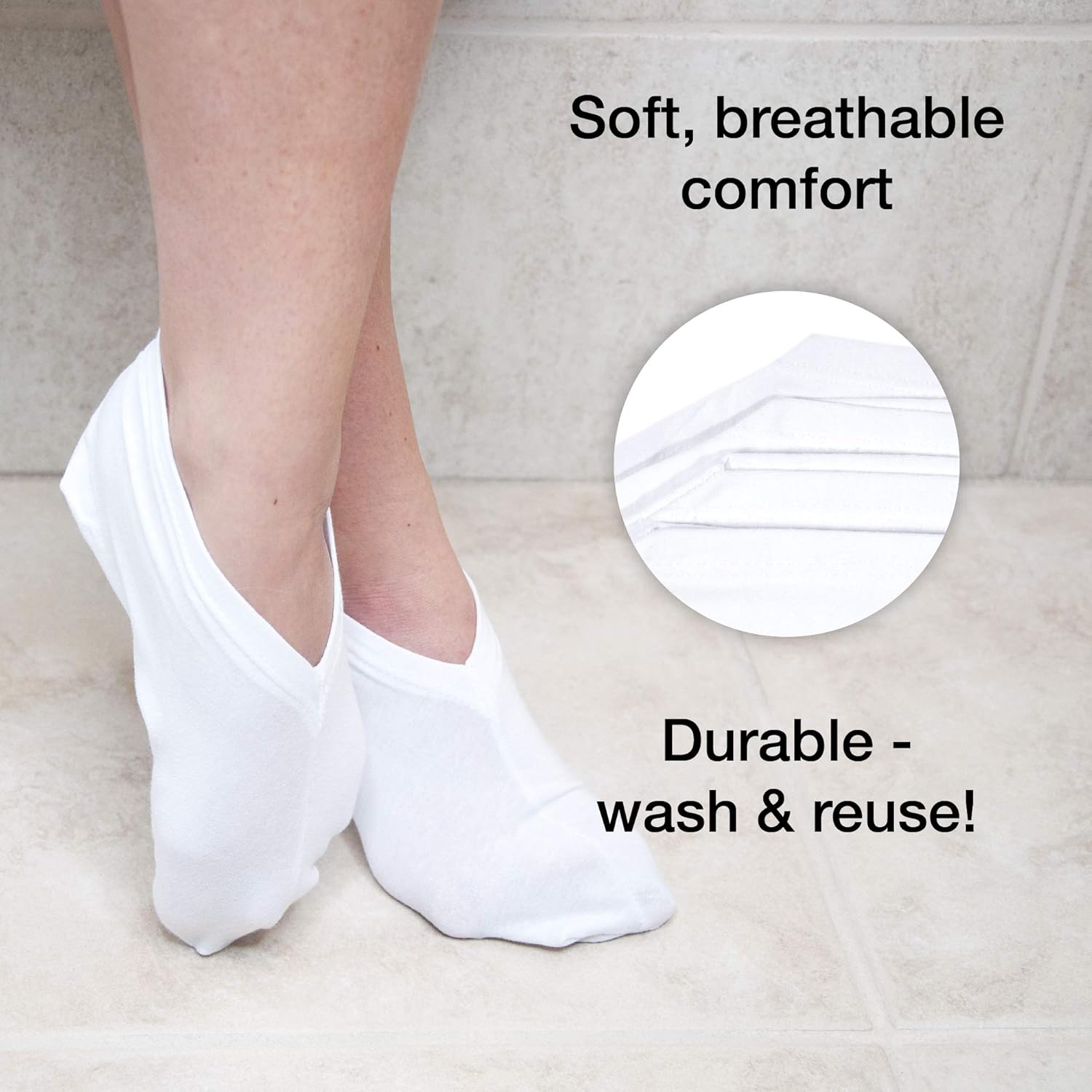 Eurow Cotton Spandex Cosmetic Moisturizing Therapy Socks, White, 2 Pairs : Beauty