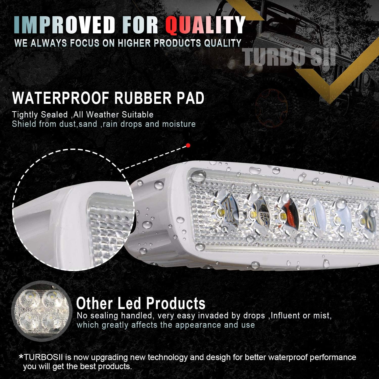 LED Light Bar Turbo SII 6 Inch Spot Beam LED Work Light LED Lights Led Bar Driving Fog Lights Led Pods Fit Trucks ATV Off Road Lights Boat Lighting Led Backup Light (4Pcs, White): Automotive