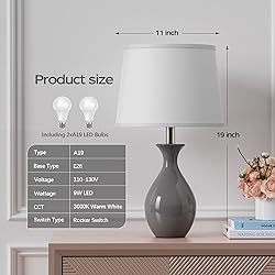 PARTPHONER Table Lamp Set of 2, Modern Ceramic