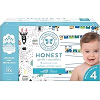 The Honest Company Super Club Box Diapers with TrueAbsorb Technology, Space Travel & Trains, Size 4, 120 Count
