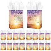 Moinchore 50 Set Christian Easter Gift Bags with Tissue Bulk Inspirational Bible Paper Gift Bags with Handles Cross Religious Party Favor for Church, Easter, Holy Week, Lent, Mother's Day