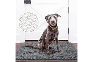 Ompaa Chenille Indoor Door Mat Entryway Rug, 36x24 Grey, Super Absorbent Mud Mats for Dirty Dogs Paws & Muddy Shoes, Non Slip Welcome Floor Doormats for Home Front Back Door, Patio, Garage, Entrance