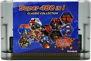 Retrotech 480 In 1 Classic Collection Multi Game Cartridge For Sega Genesis Console - Transparent Black