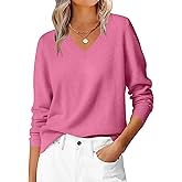 ANRABESS Womens Long Sleeve V Neck Sweaters 2025 Fall Casual Classic Soft Loose Fit Basic Pullover Jumper Top