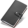 angimi Leather Business Card Organizer, RFID Blocking Credit Card Holder, Professional Business Card Holder and Name Card Book, Credit Card Case - Holds 96 Cards (Black)