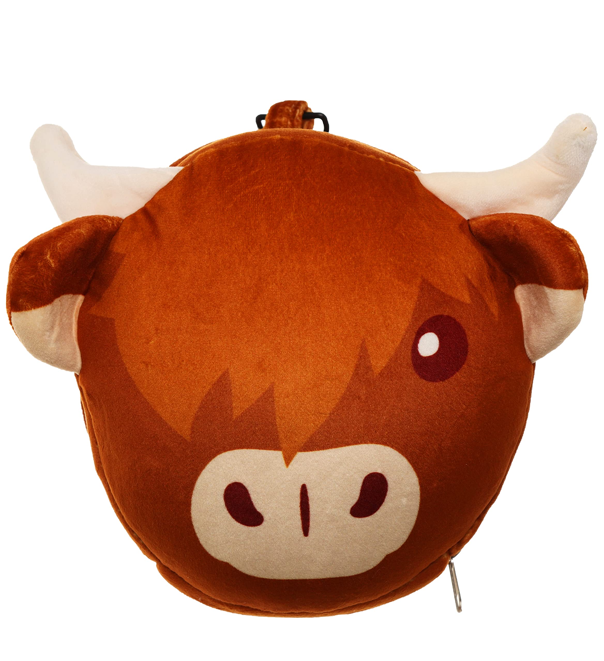 Puckator Relaxeazzz Highland Coo Cow Round Plush Travel Pillow & Eye Mask - Sleep Eye Mask Masks - Kids Travel Accessories For Sleeping Airplane - Flight Plane Neck Pillow Pillows