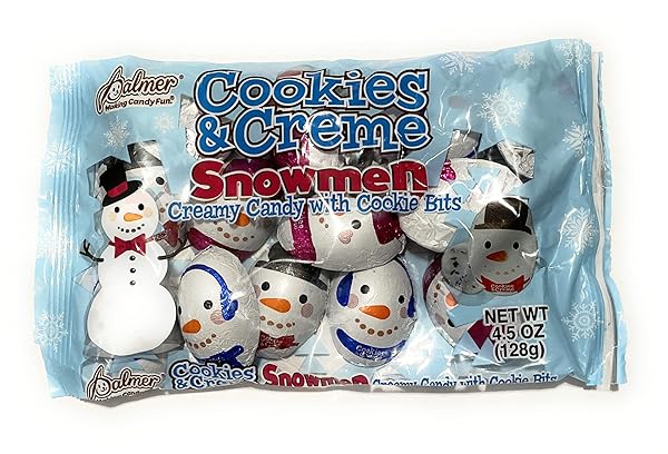 PALMER (1) BAG COOKIES & CREME SNOWMEN – CREAMY CANDY WITH COOKIE BITS – INDIVIDUALLY WRAPPED HOLIDAY CANDY – NET WT. 4.5 OZ