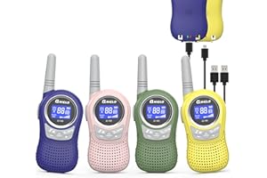Qniglo Rechargeable Walkie Talkies for Adults, Kids Walkie Talkies 4 Pack with Li-ion Battery, Outdoor Camping Spy Games for Family, Toys for Boys Girls Halloween Xmas Birthday Gifts