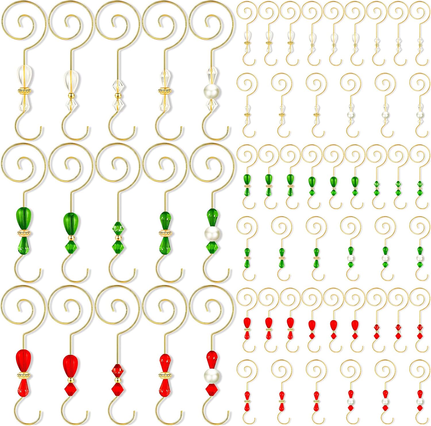 Ornament Hooks - Zhengmy 45 Pieces Christmas Ornament Hook Acrylic Wire Ornament Hook Decorative Ornament Hooks Xmas Tree Ornament Hooks Holiday Ornament Hanger Hooks for Christmas Home Decoration (Gold)