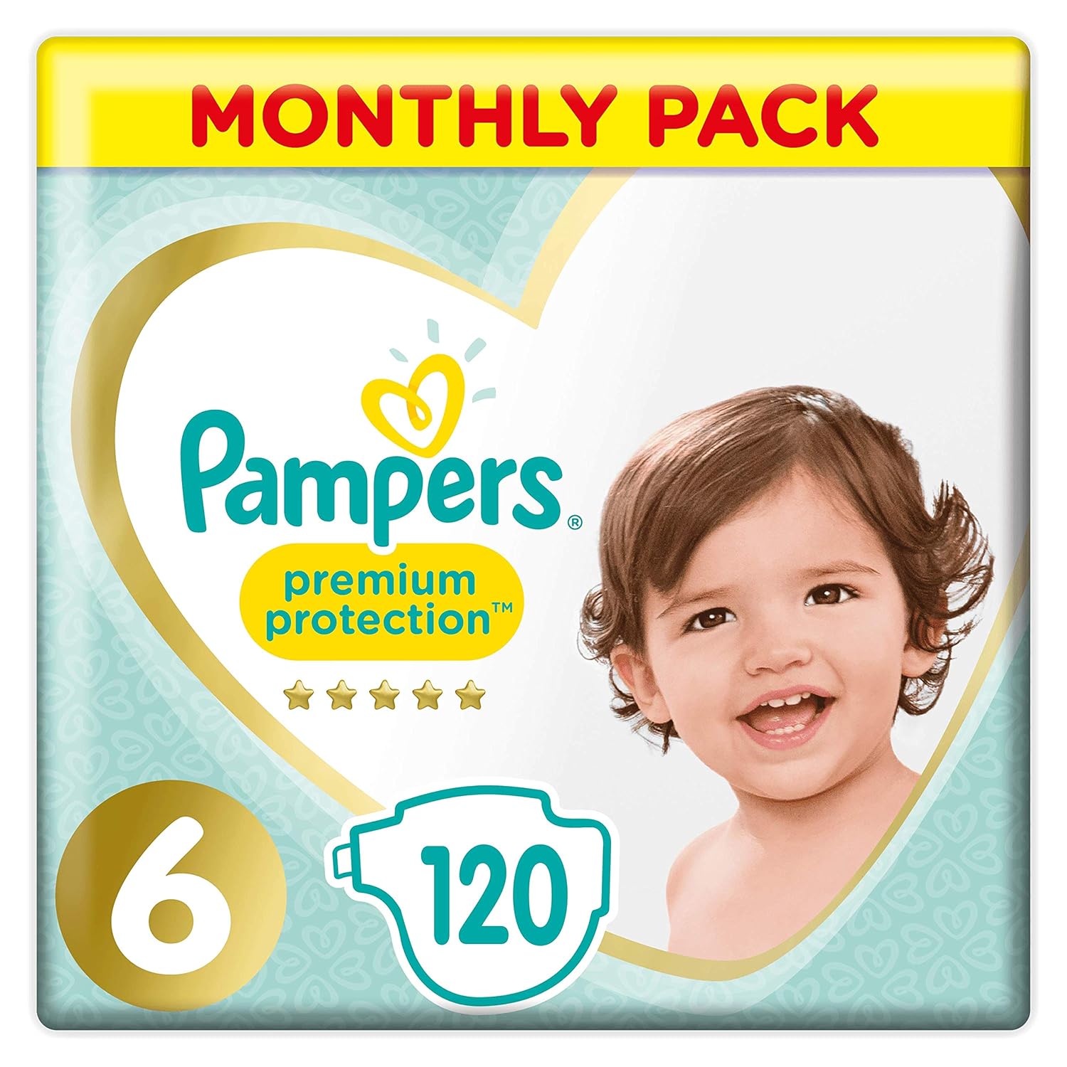 Pampers Premium Protection Size 6, 120 Nappies, Pampers' Softest