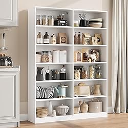 FACBOTALL Bookshelf and Bookcase, 6-Tier Double