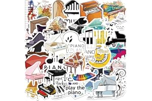 DANITEORT 50 PCS Piano Stickers, Musical Instrument Stickers,Music Aesthetic Vinyl Waterproof Stickers for Water Bottles,Laptop,Cellphone,Skateboard,Guitar,Piano Decal - Perfect Gifts for Kids, Girls,Teens, Students