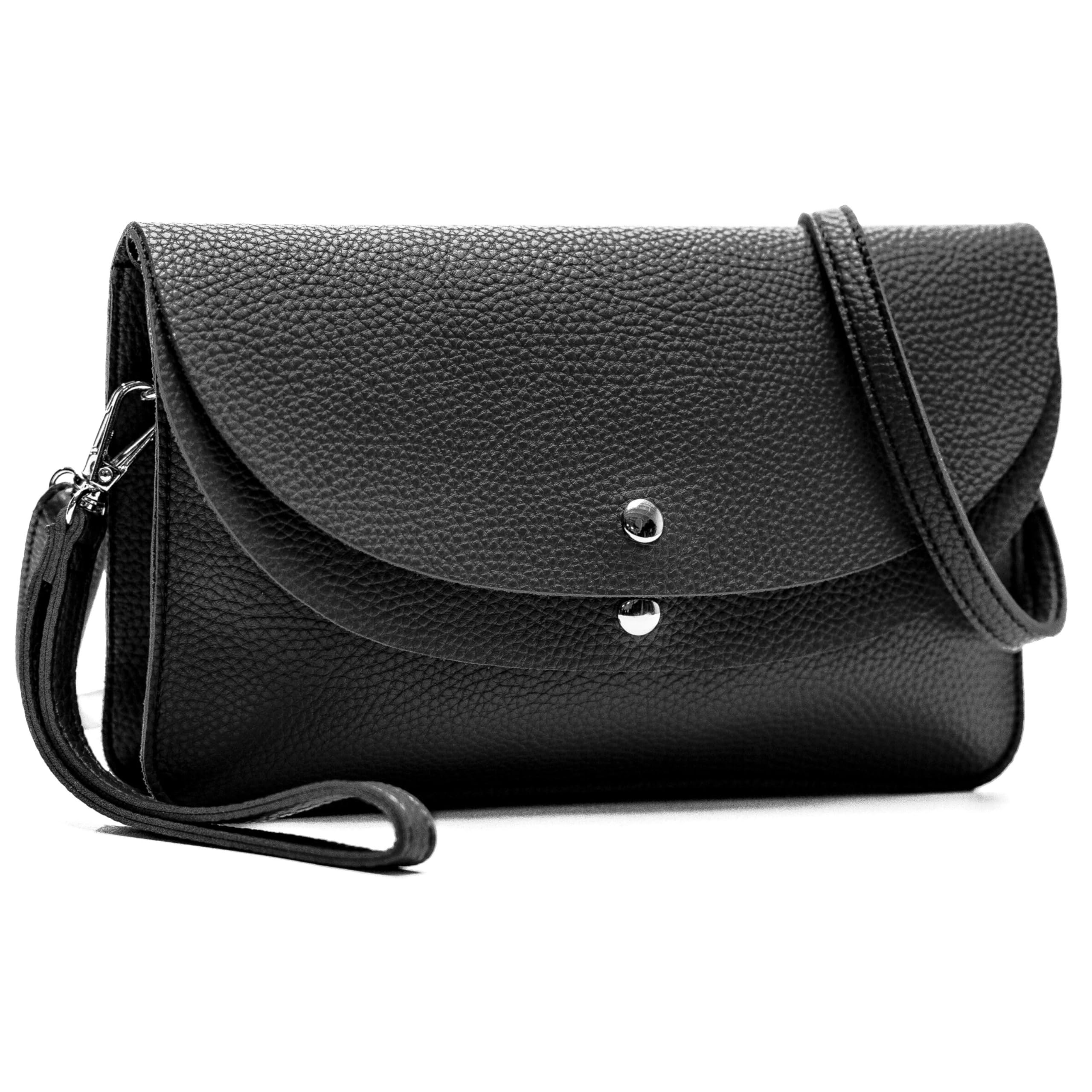 Mabel London Women's Wristlet Clutch Bag - Evening Purse Wallet with Shoulder Strap - Faux Leather Party Handbag - Lilly (Black)