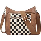 Duyijiff Checkered Crossbody Bags for Women Hobo Handbags Checkered Purse Trendy Crossbody Shoulder Purse