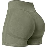 YEOREO Women Workout Biker Shorts Impact 4.5" Faux Denim No Front Seam Mid Waist Hidden Scrunch Lifting Yoga Gym Shorts