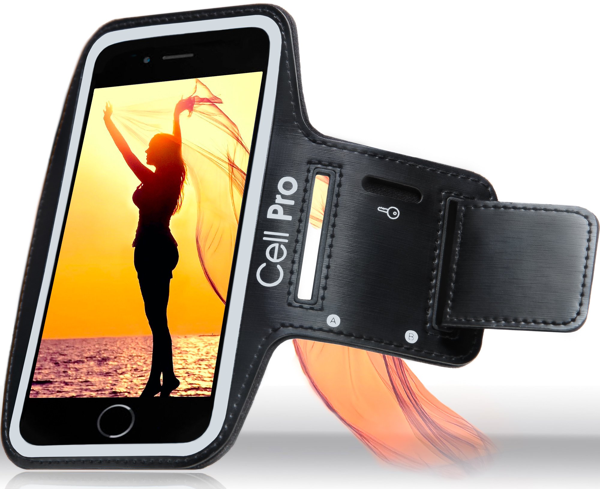 Samsung Note 4/5 Sports Armband for Running (5.5"), ID/Credit Card/Money Holder & Key Holder - Sweat Proof, Water Resistant, Reflective Band(Jet Black)