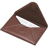 HISCOW Envelope Business Card Case with Magnet Closure - Italian Calfskin (Coffee)