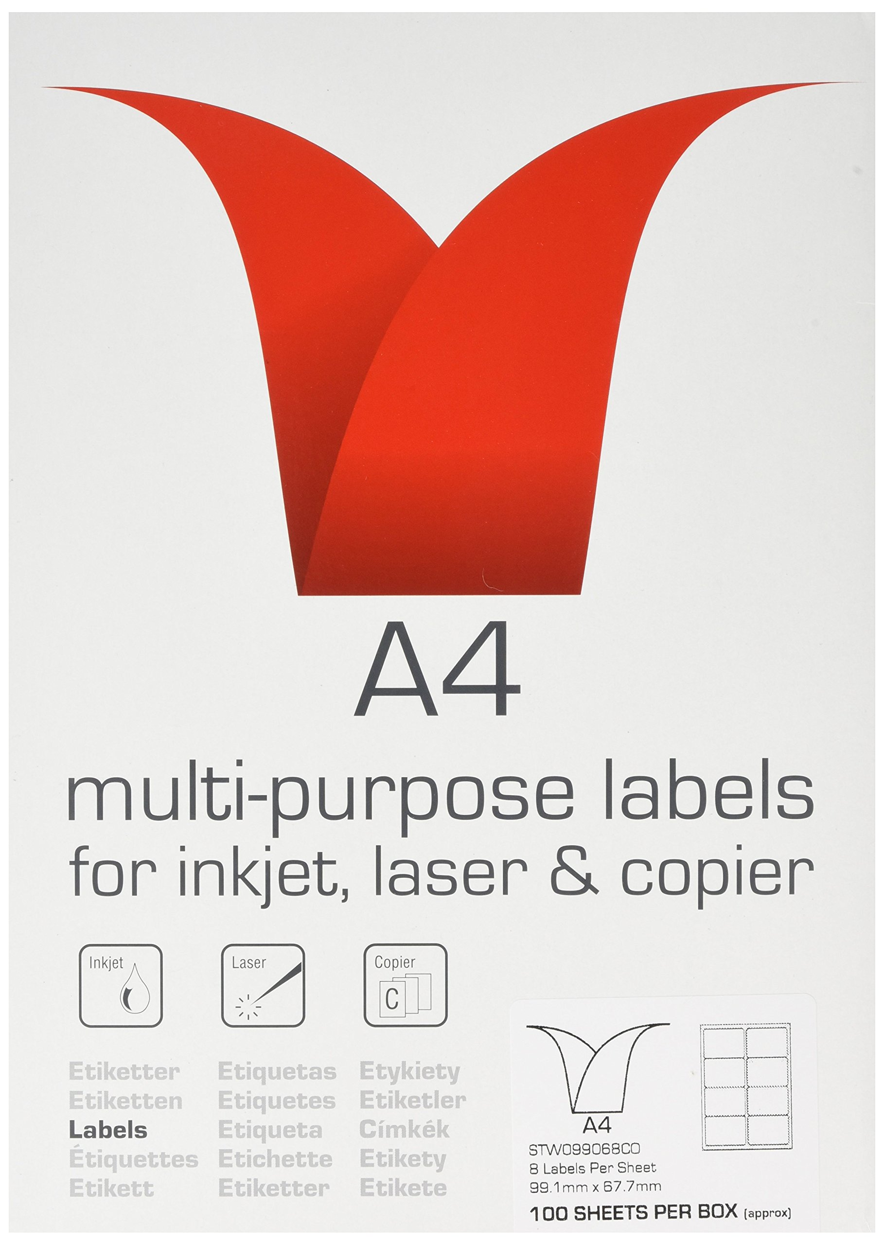 Stampiton 99.1 x 67.7 mm A4 Multi Purpose Label (Pack of 100 Sheets)