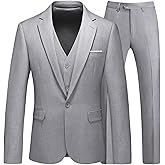 Mens Suits 3 Pieces Slim Fit One Button Solid Suit Blazers for Business Wedding Formal Prom Tuxedo Blazer Vest & Pant Set
